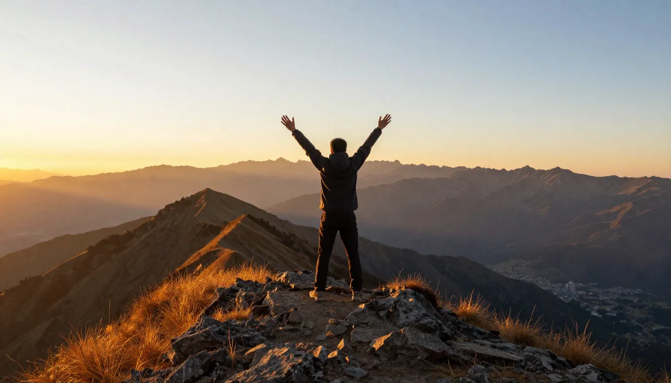 Zonsopgang met figuur die stretchoefeningen doet voor energie